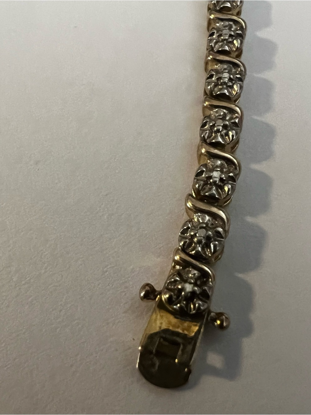 Gold and sterling silver Silver Floral Link Tennis Bracelet - Women.
